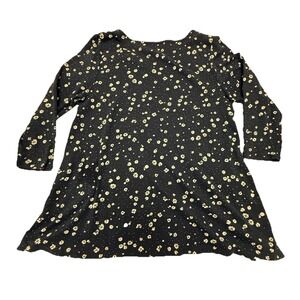 J Jill Wearever Collection Tunic Womens S Petite black Smocked Peasant Boho